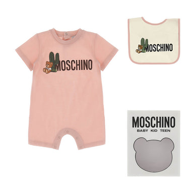Set pañalero y babero MOSCHINO para bebé niña